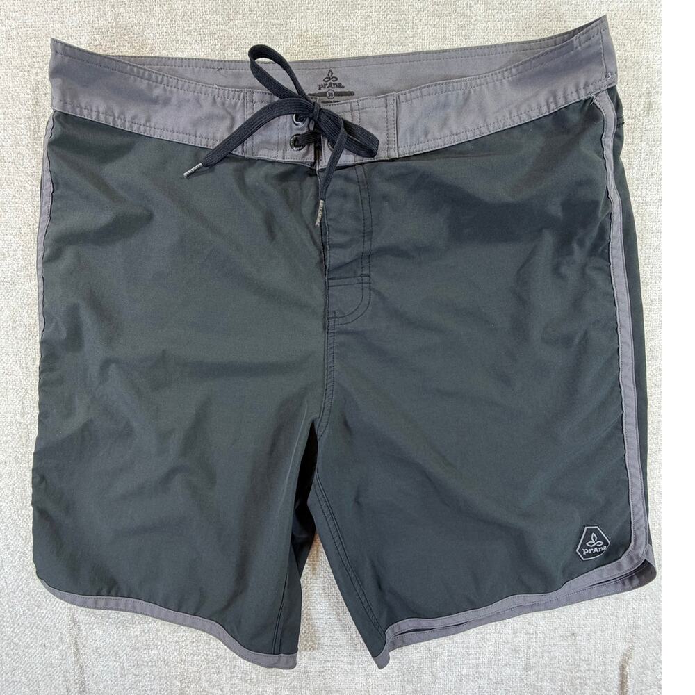 prAna Mens 36 Black Performance Quick Dry Outdoor Surf Swim Stretch Board Shorts